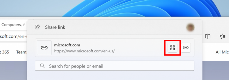 QR codes in Windows 11 OS