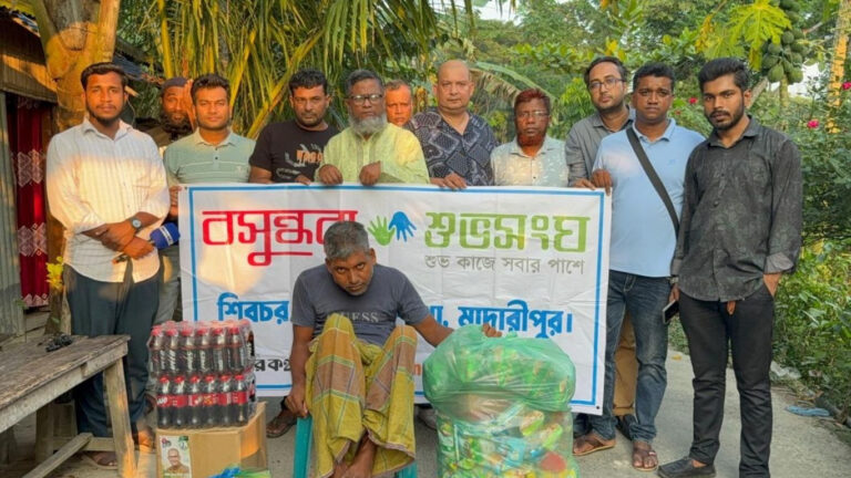 Bashundhara Shuvosangho helps disabled man restart shop in Shibchar
