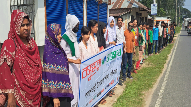 Bashundhara Shuvosangho leads anti child marriage anti drug rally in Gaibandha