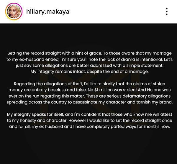 Hillary Makaya is now single, not married