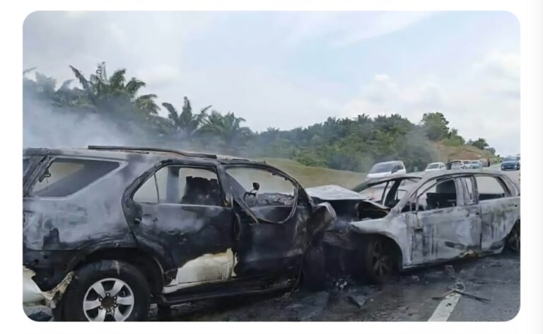 Two killed three injured in fiery crash on Senai Desaru Expressway