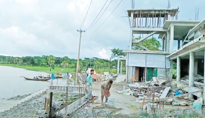 Modern fish landing center under construction in Bhola